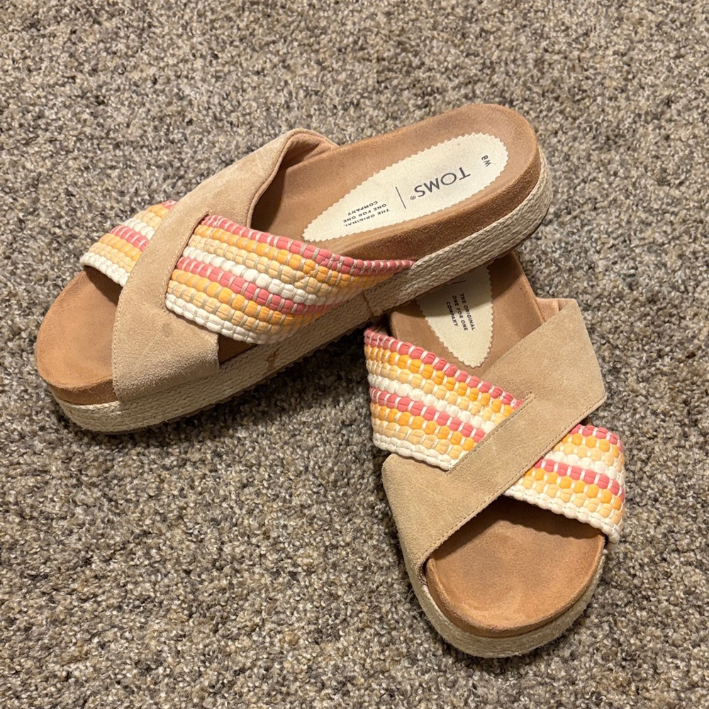 TOMS Women's Colorful Woven Slide Sandals - Picture 4 of 6